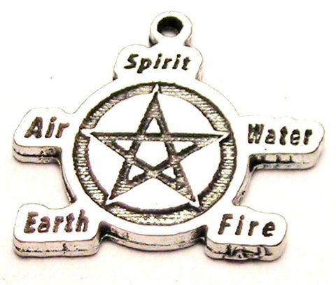 Natures Elements Pentagram Genuine American Pewter Charm