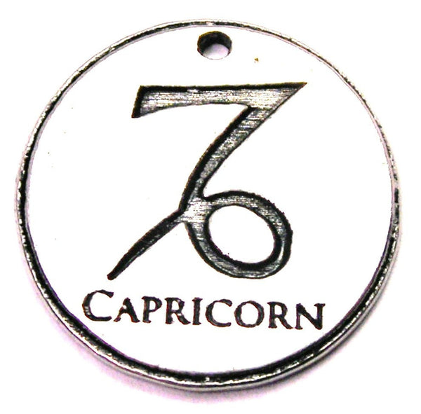 Capricorn Circle Genuine American Pewter Charm