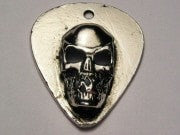 Guitar Pick With Skull Genuine American Pewter Charm